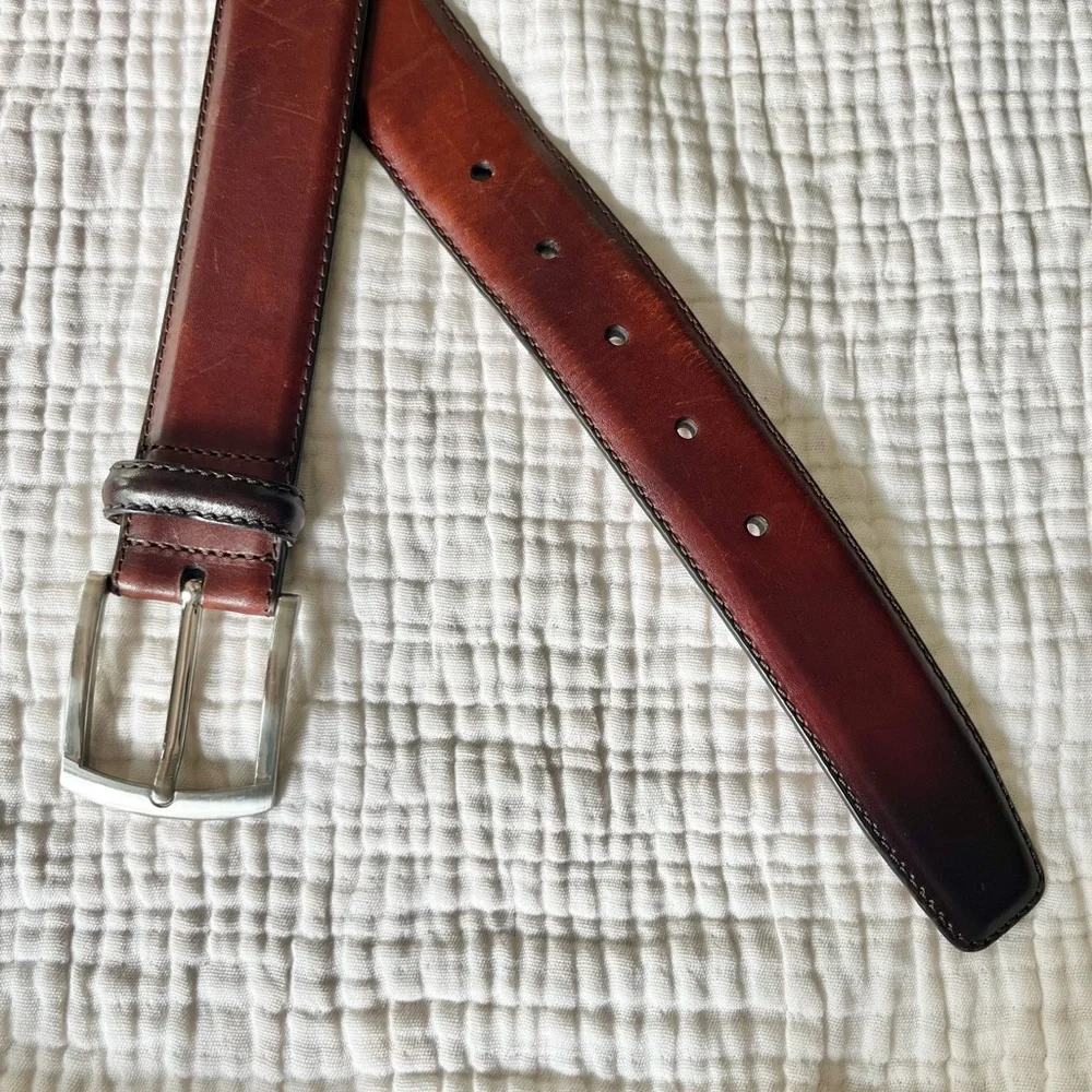Magnanni Men's Burnished Brown Leather Belt Size 44